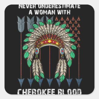 Sticker Carré Cherokee Pride Feathers amérindien