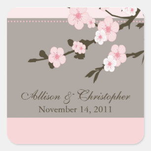 Sticker Carré Cherry Blossom Favoriser Mariage Carré Sticker/Sce