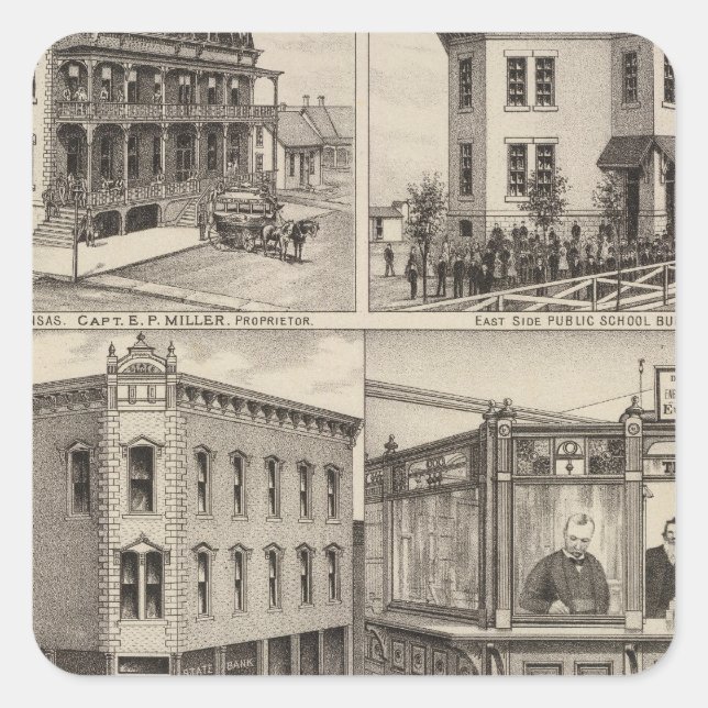 Sticker Carré Cherryvale, Kansas (Devant)