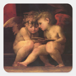 Sticker Carré Cherubs de Madonna Enthronés de quatre saints