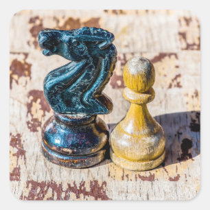 Sticker Carré Chess Pawn et Knight - anciens combattants