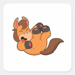 Sticker Carré Cheval à rire