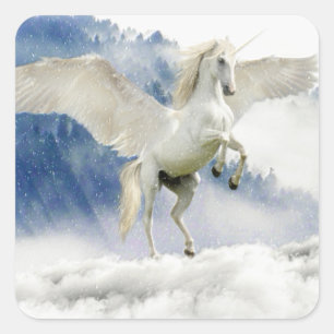 Sticker Carré Cheval blanc avec ailes