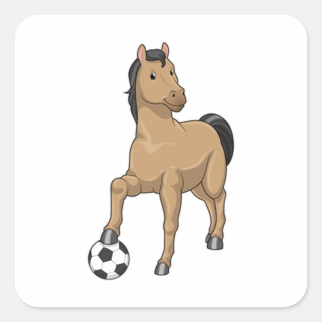 Sticker Carré Cheval comme joueur de football avec Soccer (Devant)