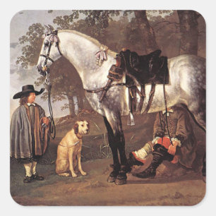 Sticker Carré Cheval dans un paysage Aelbert Cuyp