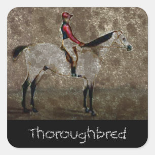 Sticker Carré Cheval de course vintage Thoroughbred