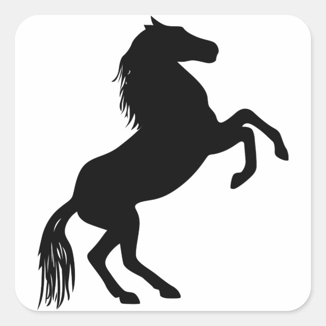 Sticker Carré Cheval élevant Silhouette (Devant)