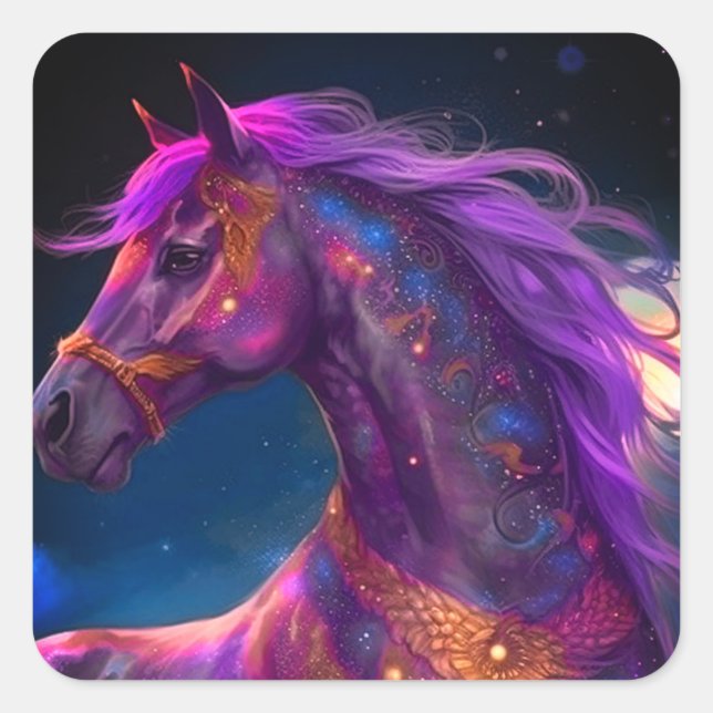 Sticker Carré Cheval pourpre Ai (Devant)