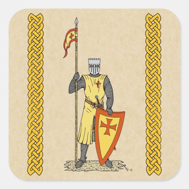 Sticker Carré Chevalier médiéval Début du XIIIe siècle (Devant)