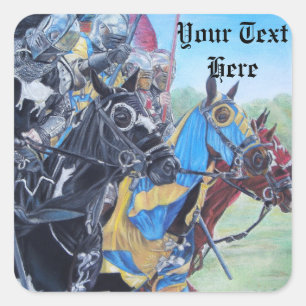 Sticker Carré chevaliers médiévaux historiques jouant sur les 