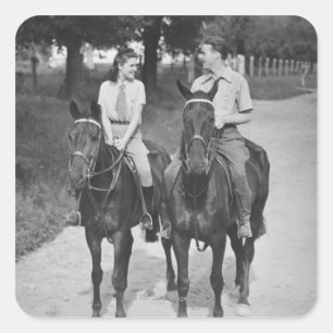 Sticker Carré Chevaux d'équitation de couples