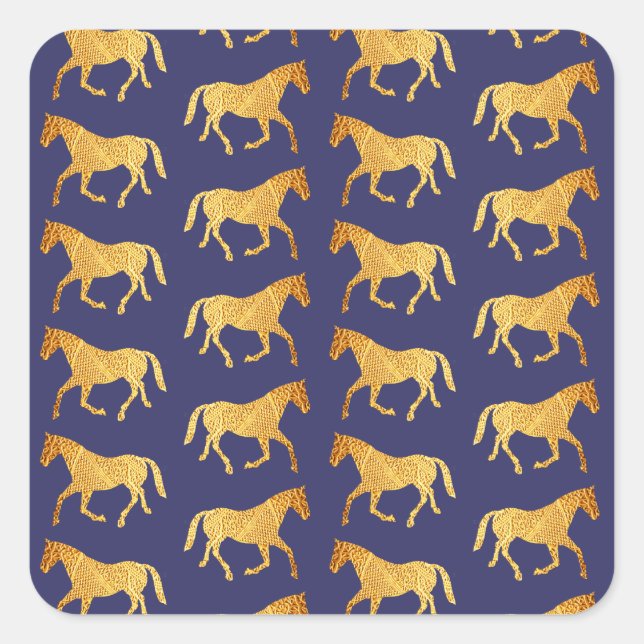 Sticker Carré Chevaux d'or (Devant)