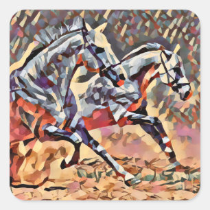 Sticker Carré Chevaux sauvages Animaux abstraits western Rodeo A