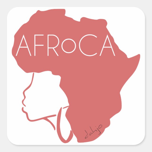 Sticker Carré Cheveux noirs naturels Afro (Devant)