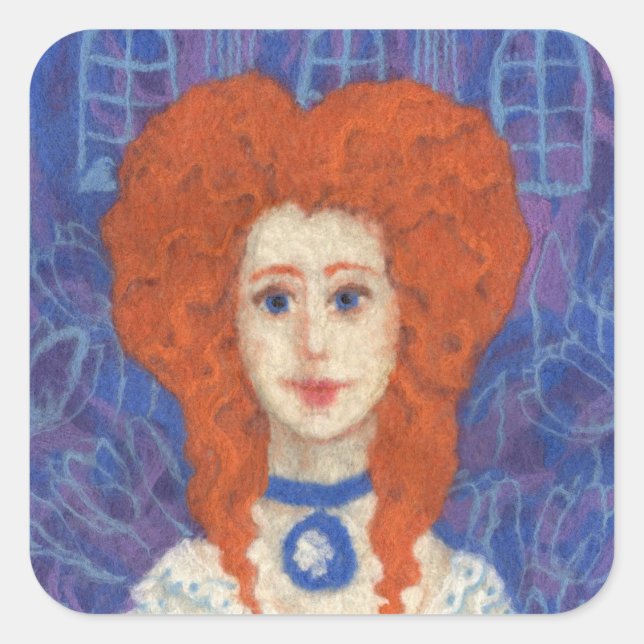 Sticker Carré Cheveux rouges, fille gingembre rococo fibre art b (Devant)