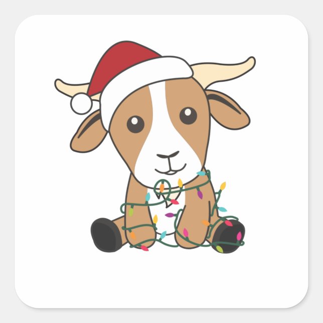 Sticker Carré Chèvre Noël Chèvres Animaux d'hiver (Devant)