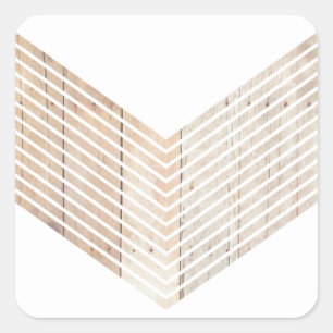 Sticker Carré chevron minimaliste blanc avec bois