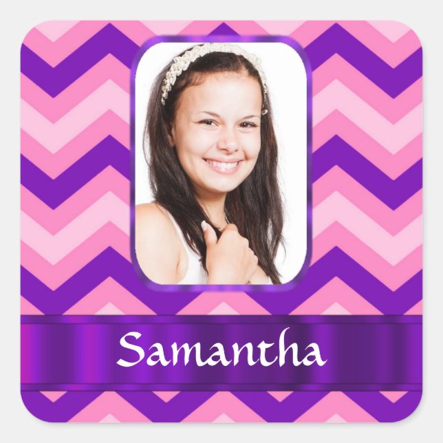 Sticker Carré chevron rose (Devant)