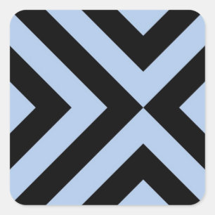 Sticker Carré Chevrons bleu clair et noir