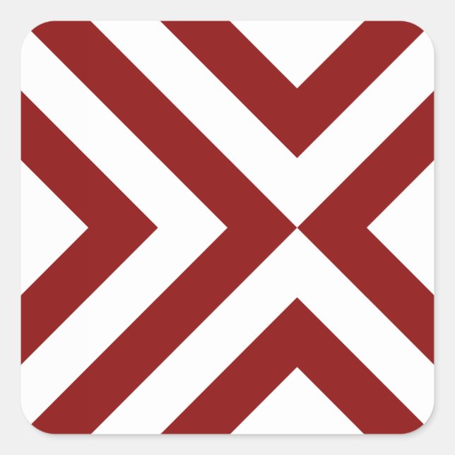 Sticker Carré Chevrons rouges et blancs (Devant)