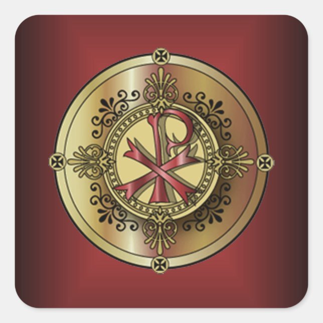 Sticker Carré Chi-Rho Monogramme ~ Symbole chrétien P & X (Devant)