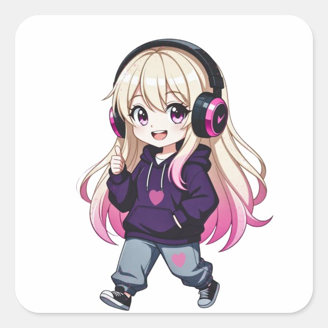 Sticker Carré Chibi Funny (Devant)