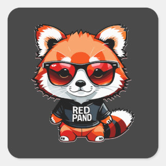 Sticker Carré Chibi Red Panda Cub