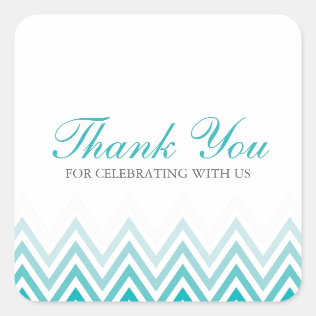 Sticker Carré Chic Aqua Ombre Chevrons (Devant)