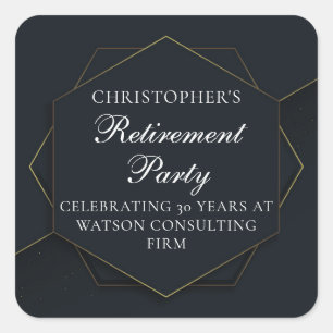 Sticker Carré Chic Black Gold Custom Retirement Party