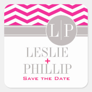 Sticker Carré Chic Chevron Monogramme   fuschia