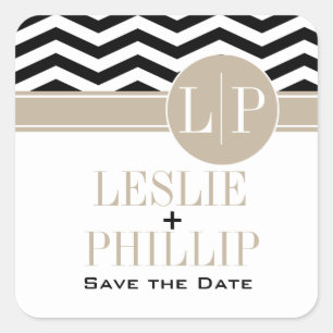 Sticker Carré Chic Chevron Monogramme   noir