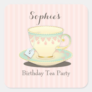 Sticker Carré Chic douceur Chic Anniversaire Teacup Tea Party St