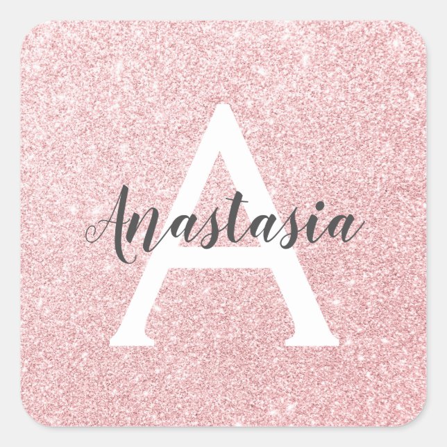 Sticker Carré Chic et tendance Rose Parties scintillant or étinc (Devant)