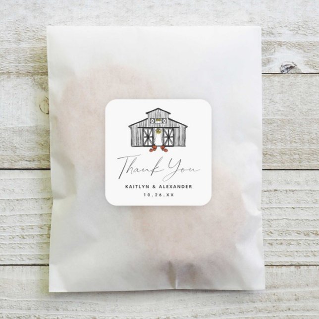 Sticker Carré Chic Fall Barn Merci Mariage (Créateur téléchargé)