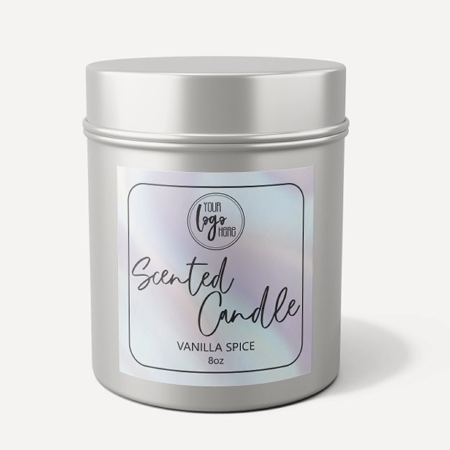 Sticker Carré Chic Holographic Pearl Arrière - plan Votre logo B (Créateur téléchargé)
