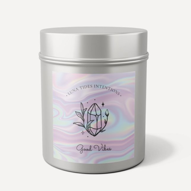 Sticker Carré Chic Holographique Magique Intention Candles Étiqu (Créateur téléchargé)