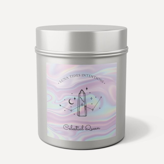 Sticker Carré Chic Holographique Magique Intention Candles Étiqu (Créateur téléchargé)