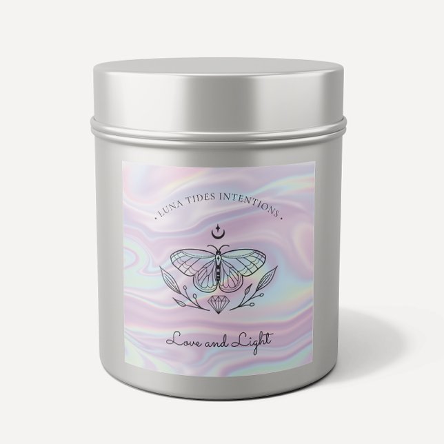 Sticker Carré Chic Holographique Magique Intention Candles Étiqu (Créateur téléchargé)