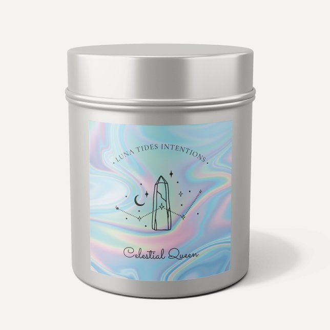 Sticker Carré Chic Holographique Magique Intention Candles Étiqu (Créateur téléchargé)
