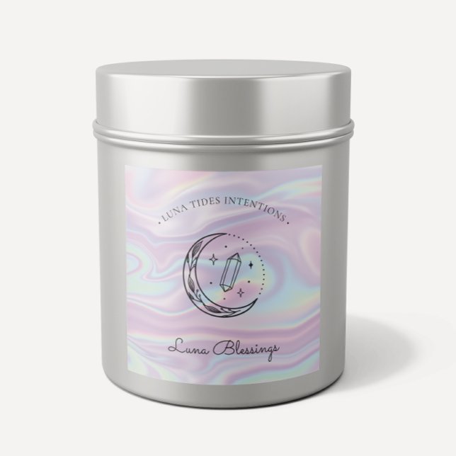Sticker Carré Chic Holographique Magique Intention Candles Étiqu (Créateur téléchargé)