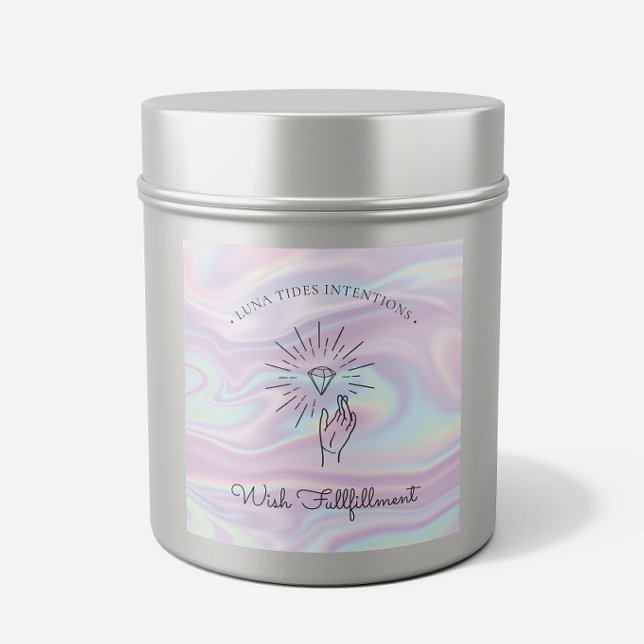 Sticker Carré Chic Holographique Magique Intention Candles Étiqu (Créateur téléchargé)