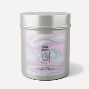 Sticker Carré Chic Holographique Magique Intention Candles Étiqu