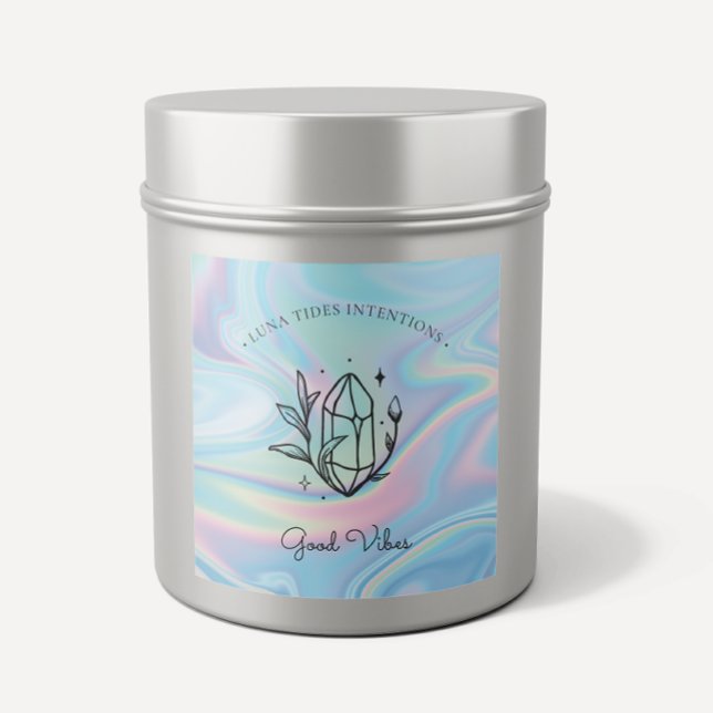 Sticker Carré Chic Holographique Magique Intention Candles Étiqu (Créateur téléchargé)