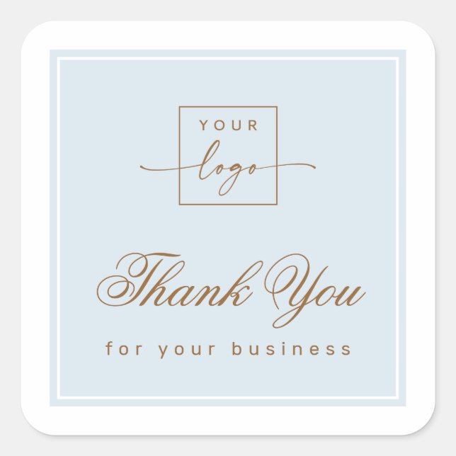 Sticker Carré Chic light dusty blue custom logo thank you (Devant)