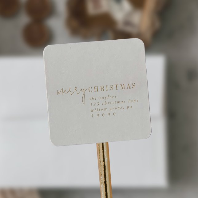 Sticker Carré Chic moderne | Gold Joyeux Noël Adresse de retour (Créateur téléchargé)