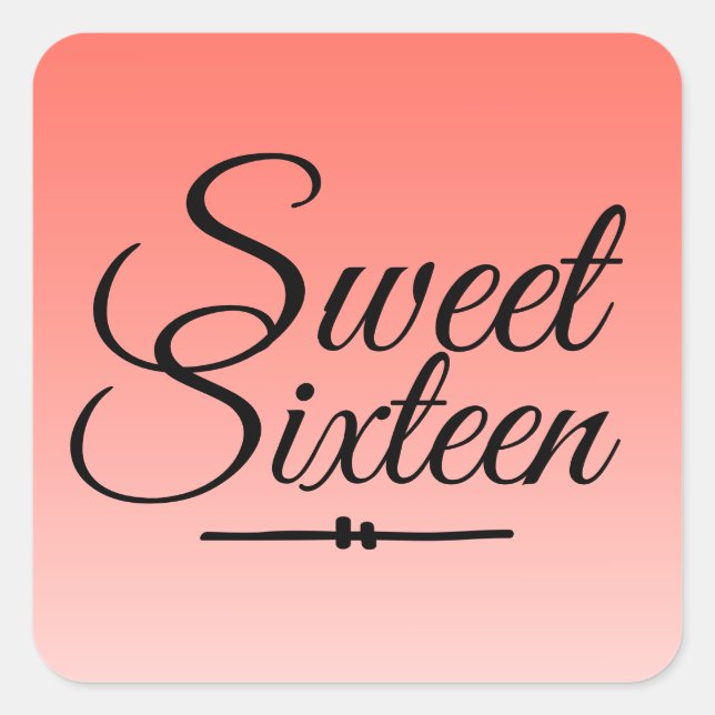 Sticker Carré Chic Tropical Coral Ombre Sweet 16 16e anniversair (Devant)
