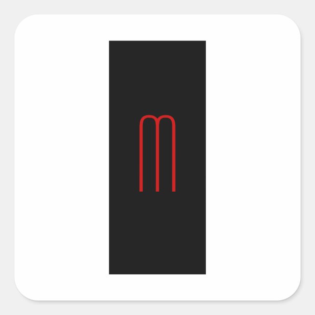Sticker Carré Chic Unique Monogramme Noir Blanc Plaine Simple (Devant)