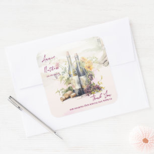 Sticker Carré Chic Vignoble inspiré Vignoble Mariage Merci