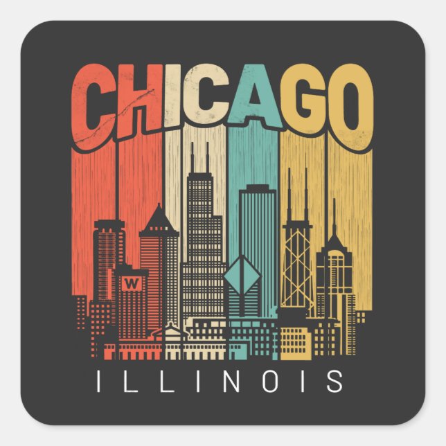 Sticker Carré Chicago Illinois (Devant)