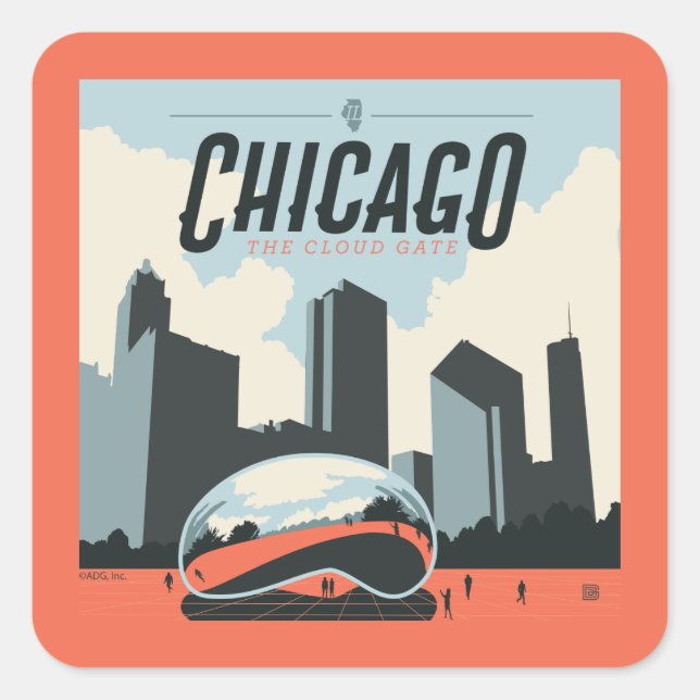 Sticker Carré Chicago, Illinois | Millennium Park (Devant)